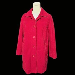 (8) PERFECT Forecaster of Boston Vintage RED Car Coat w/ Chunky Red Buttons